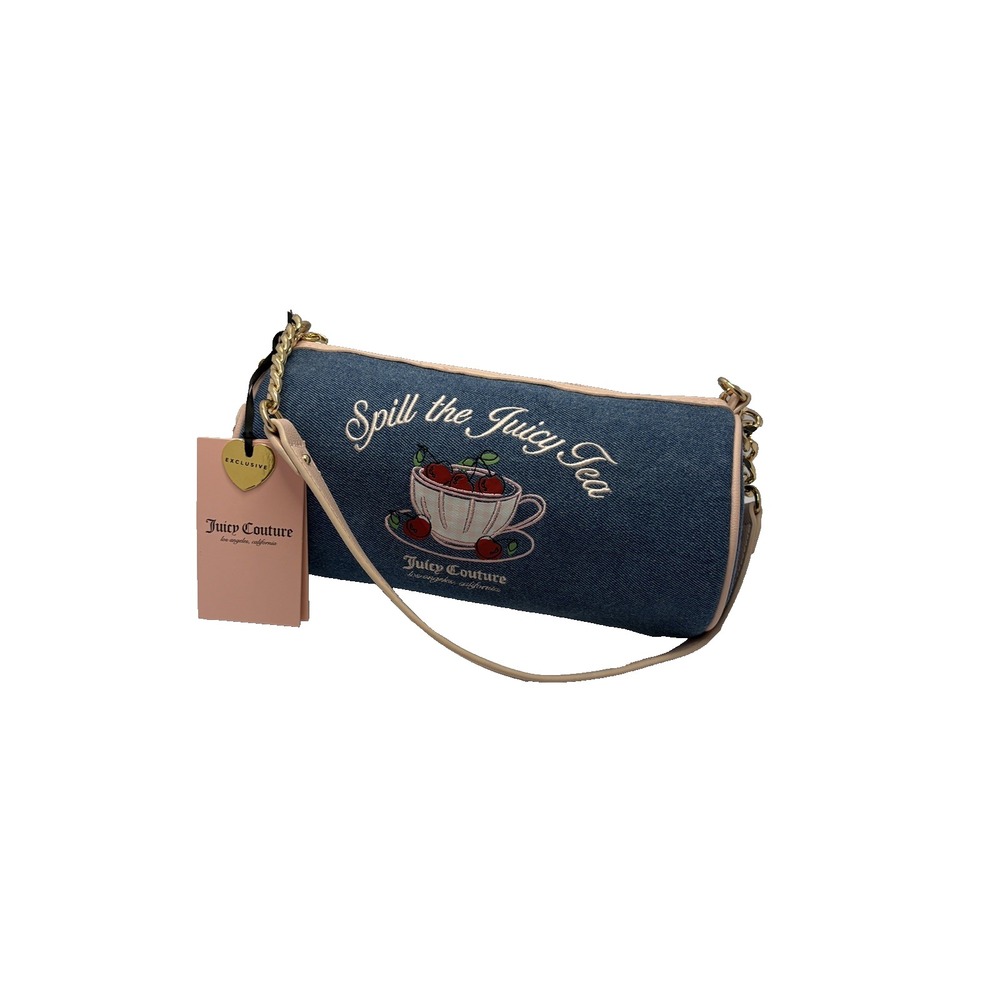Juicy Couture Spill the Juicy Tea Cylinder Shoulder Bag Chain Strap Zip Charm
